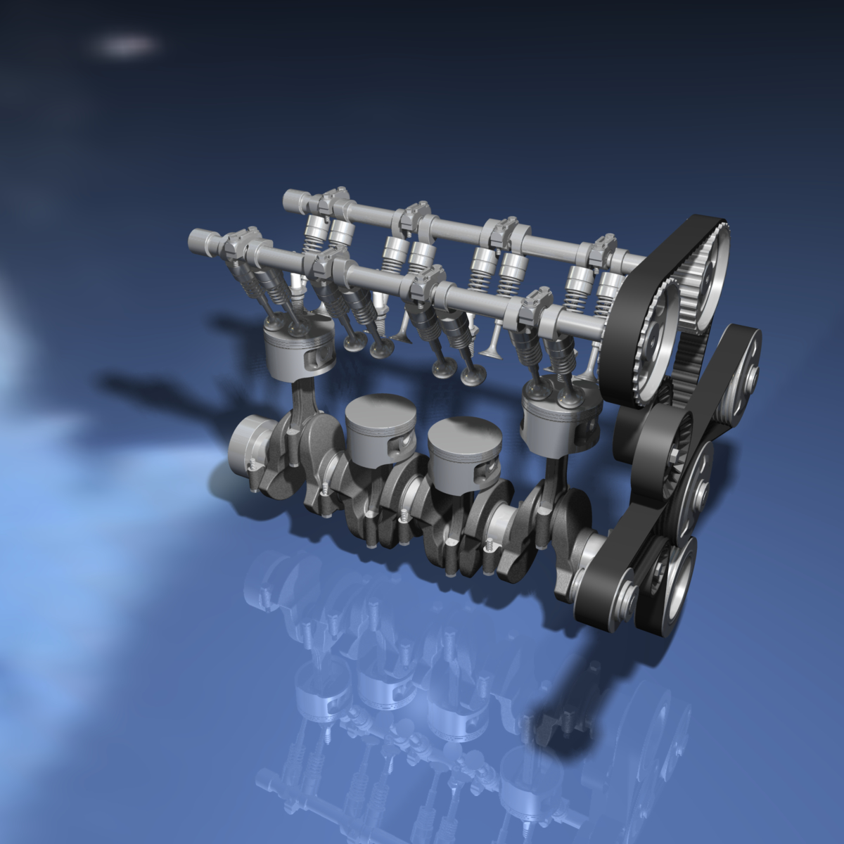 发动机直列四缸(全)3d模型