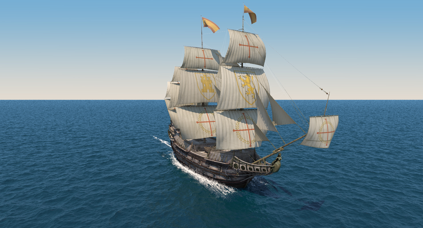 galeon old historical sail ship 3d