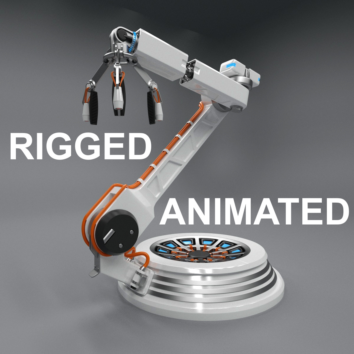 3d futuristic robotic arm rigged