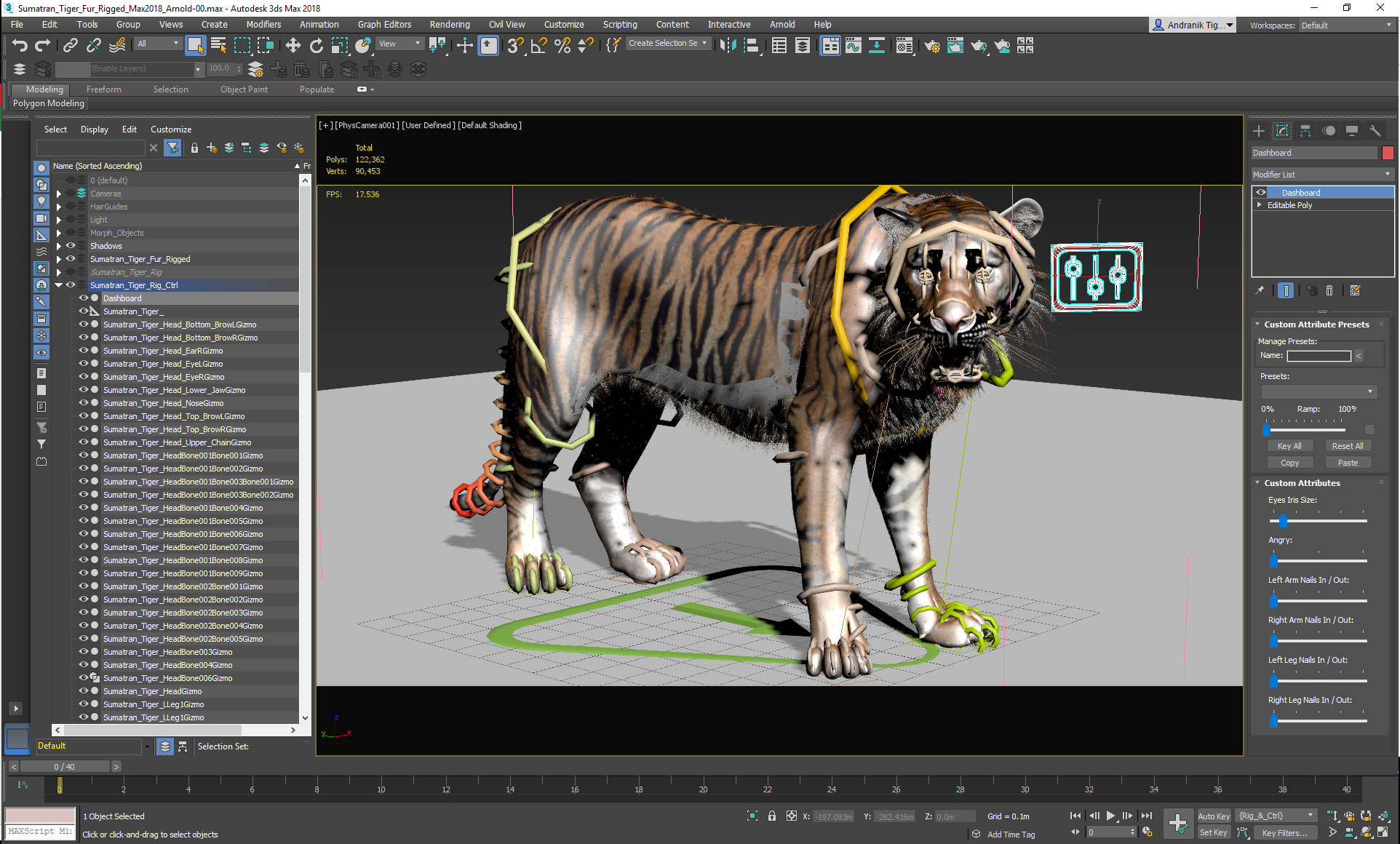 3d sumatran tiger (fur, animated)