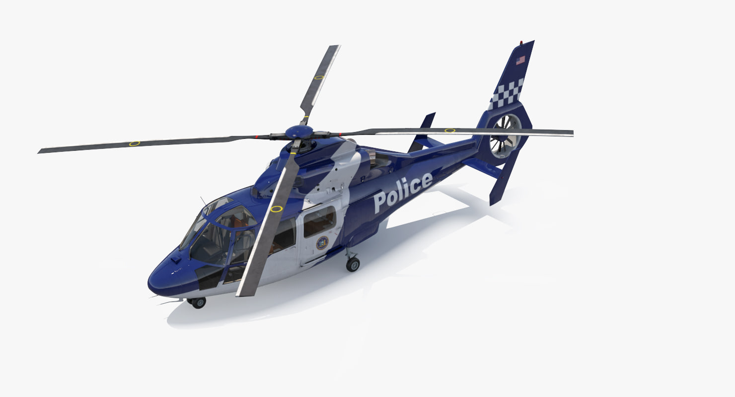 3d police helicopter eurocopter as 365 n2 dauphin model