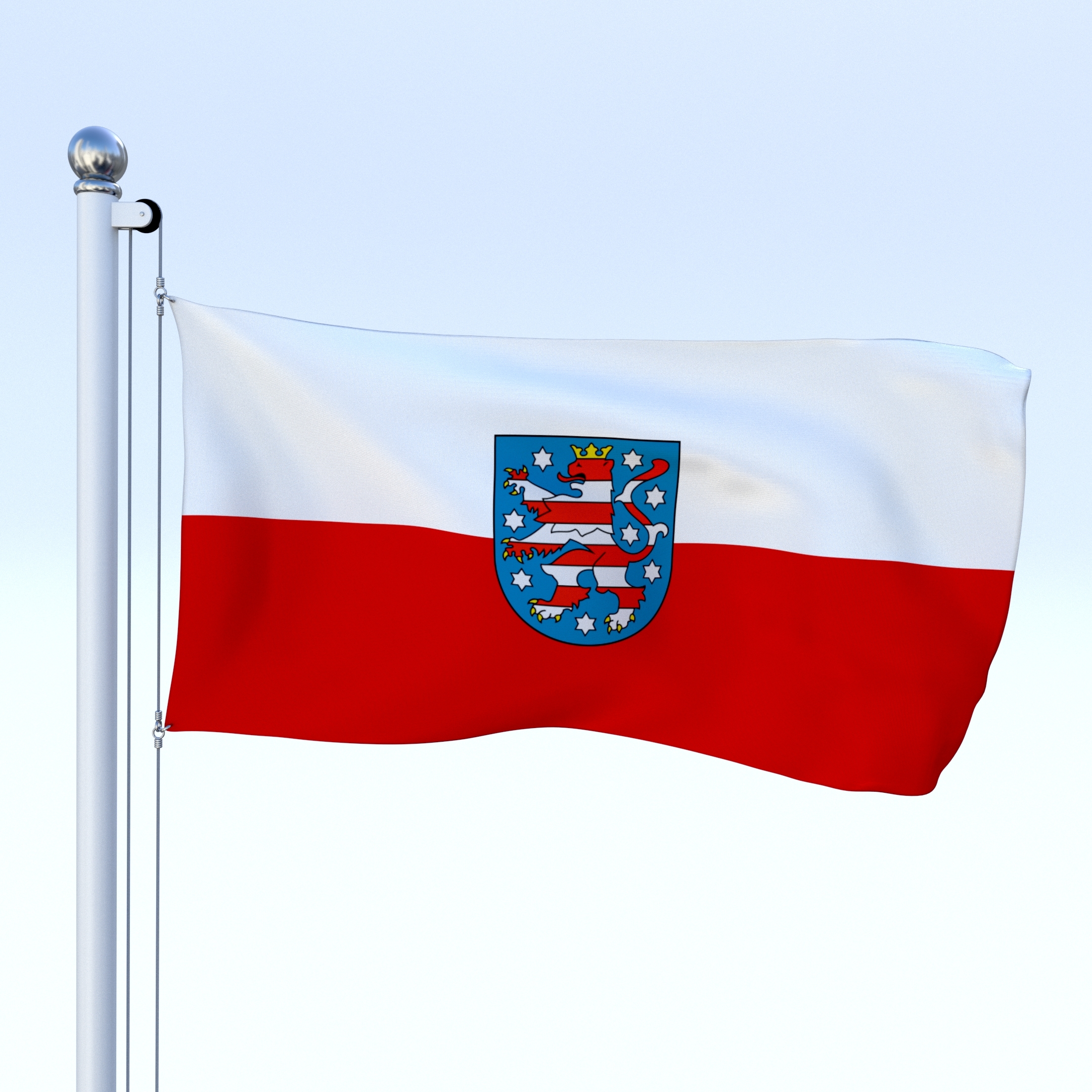 动画的图林根州德国州旗3d模型