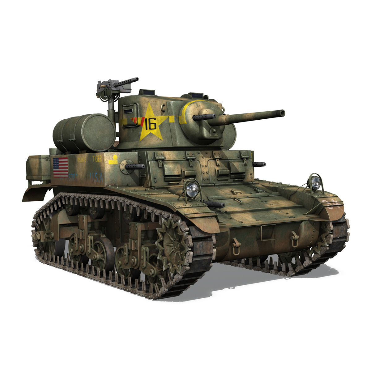 m3a1轻型坦克斯图尔特 - 老虎3d模型