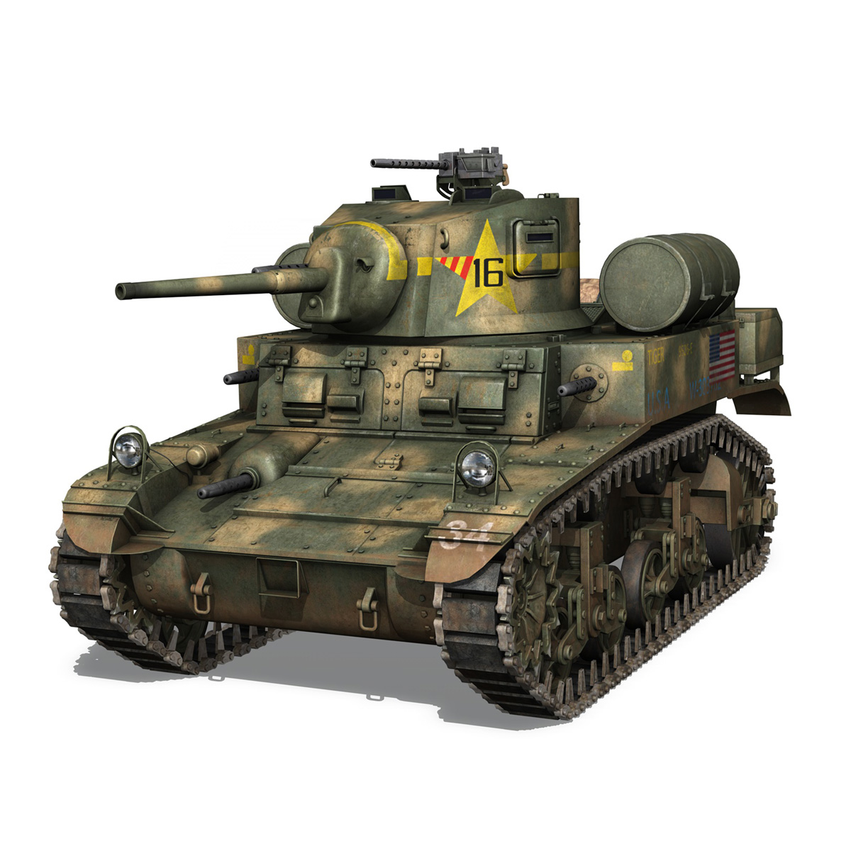 m3a1轻型坦克斯图尔特 - 老虎3d模型