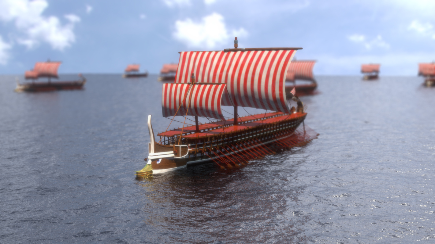 greek warship trireme historically 3d model