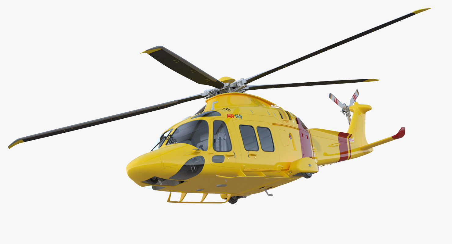 3d helicopter agustawestland aw169 rigged model