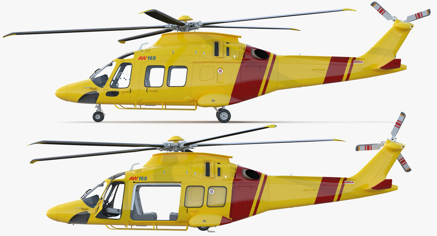 3d helicopter agustawestland aw169 rigged model
