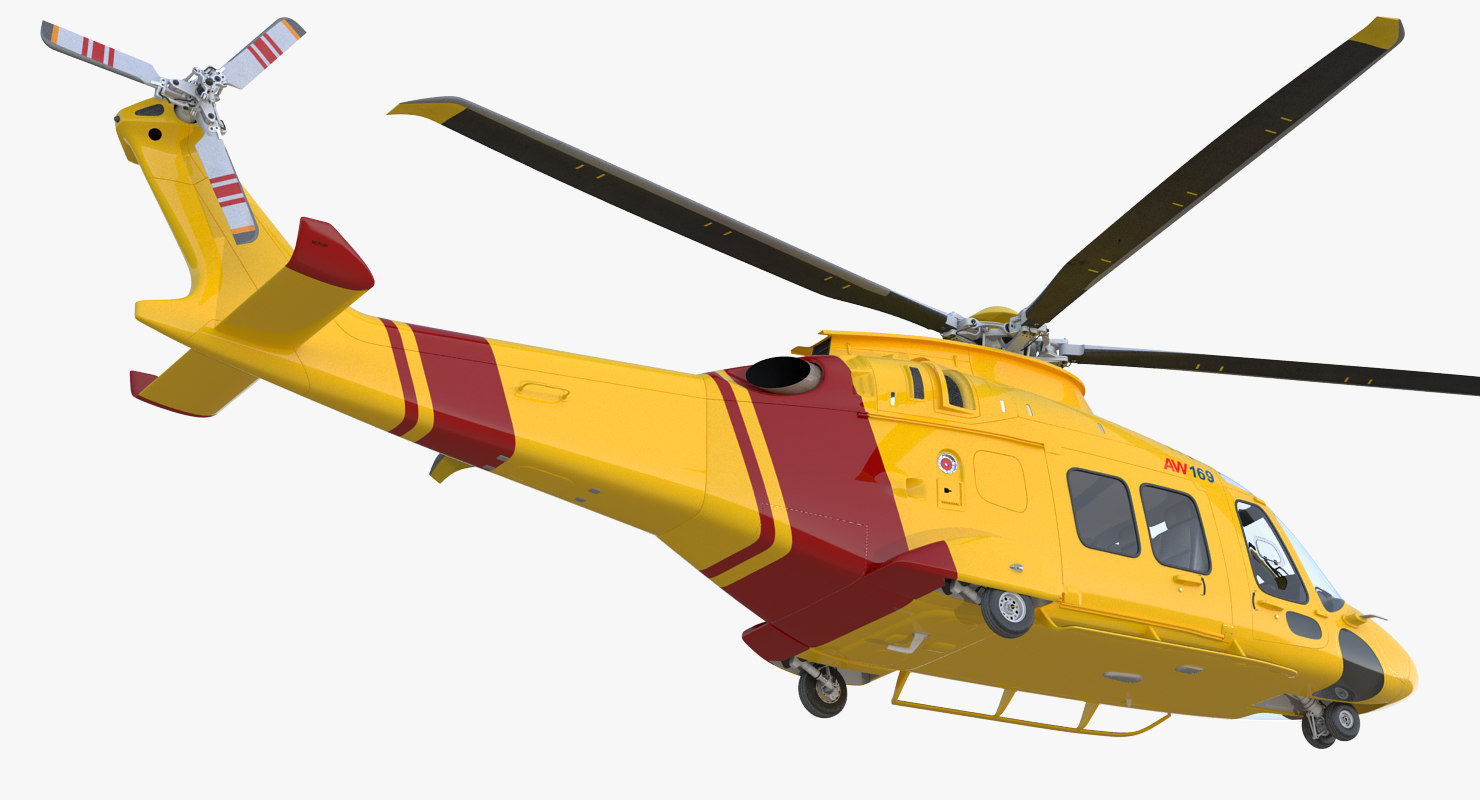 3d helicopter agustawestland aw169 rigged model