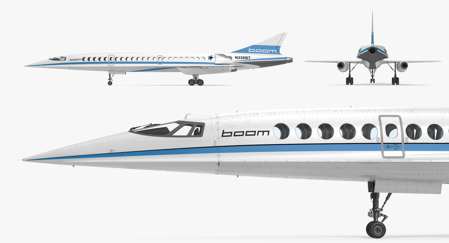 boom supersonic jet rigged 3d model