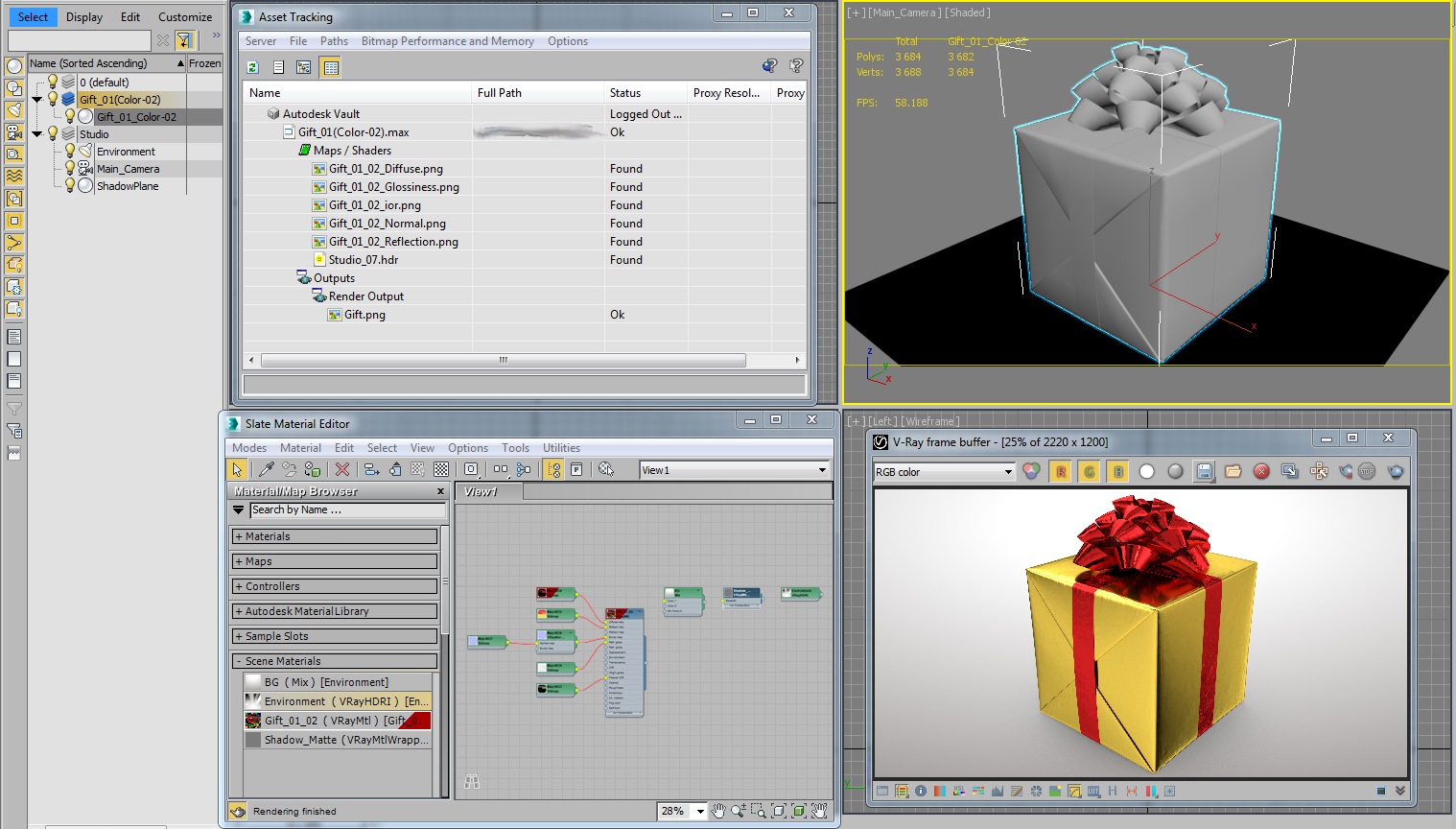3d realistic gift box 01 model