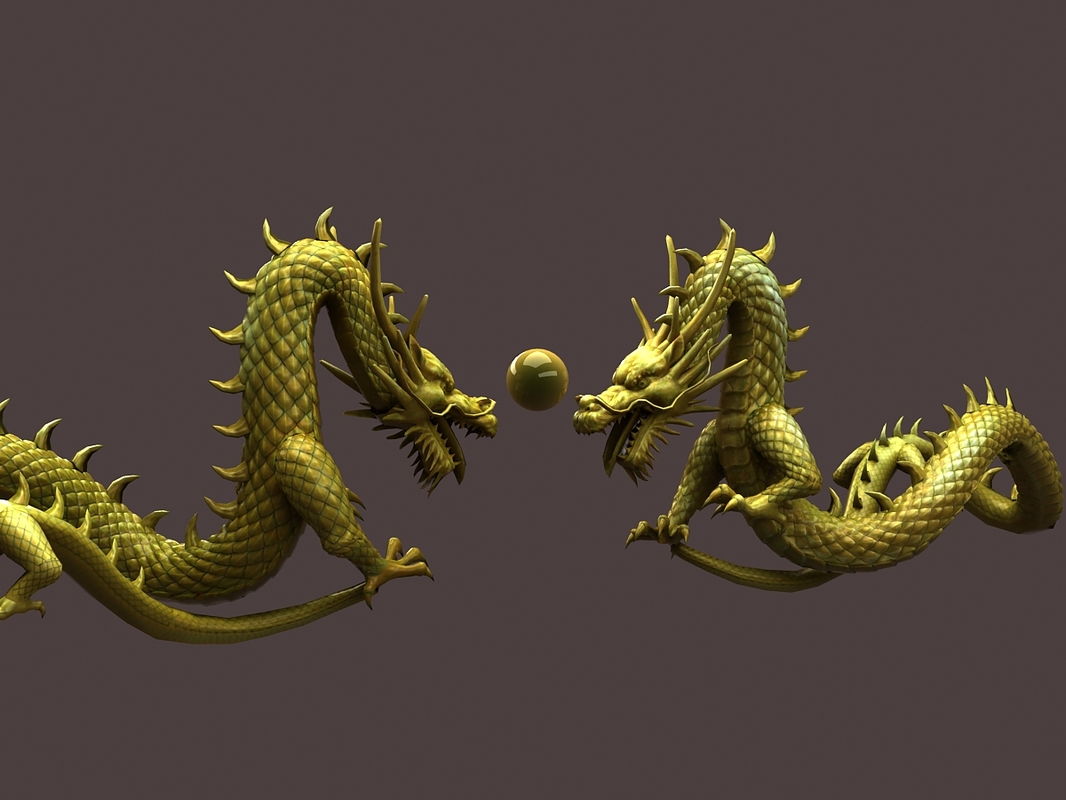 3d chinese golden dragon