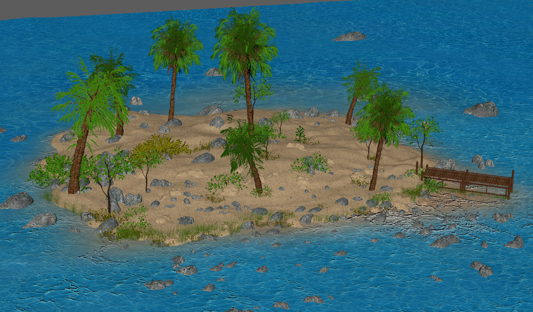 desert island,sailing boat 3d desert island