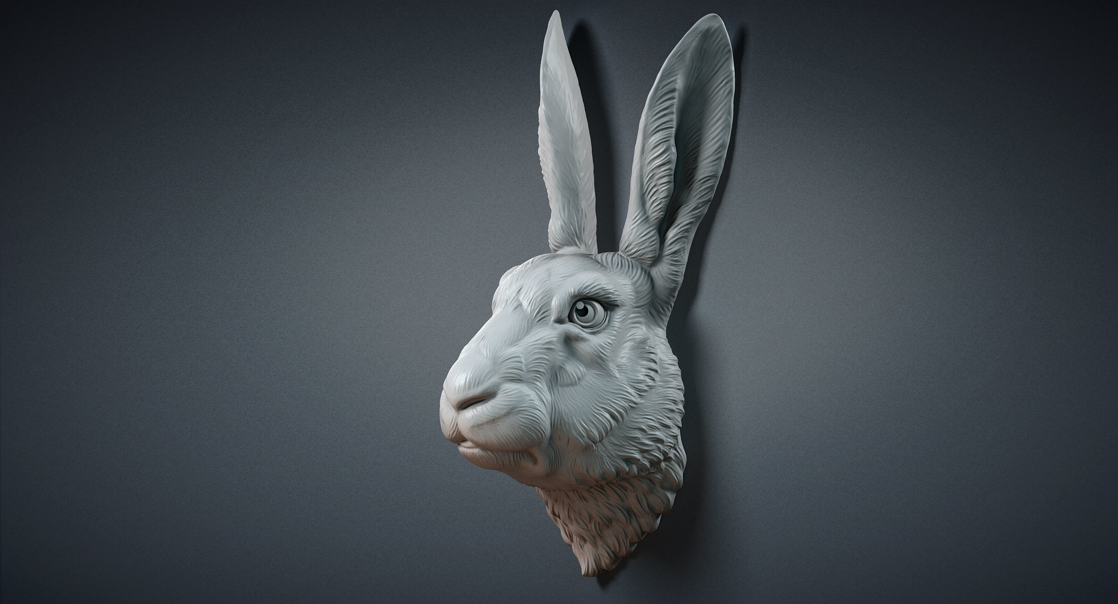 兔子野兔头雕塑3d模型