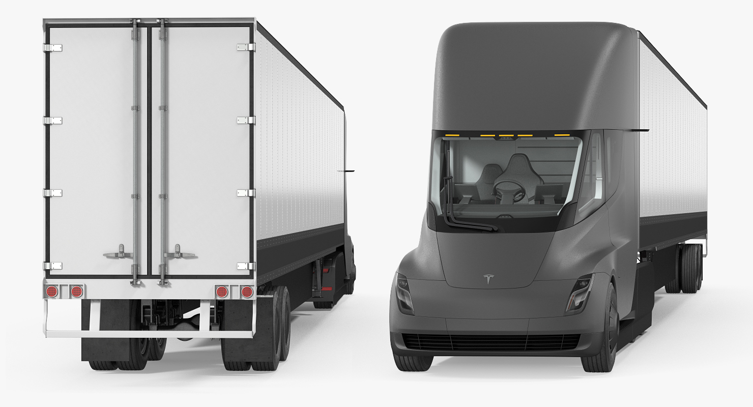 tesla semi truck trailer 3d model