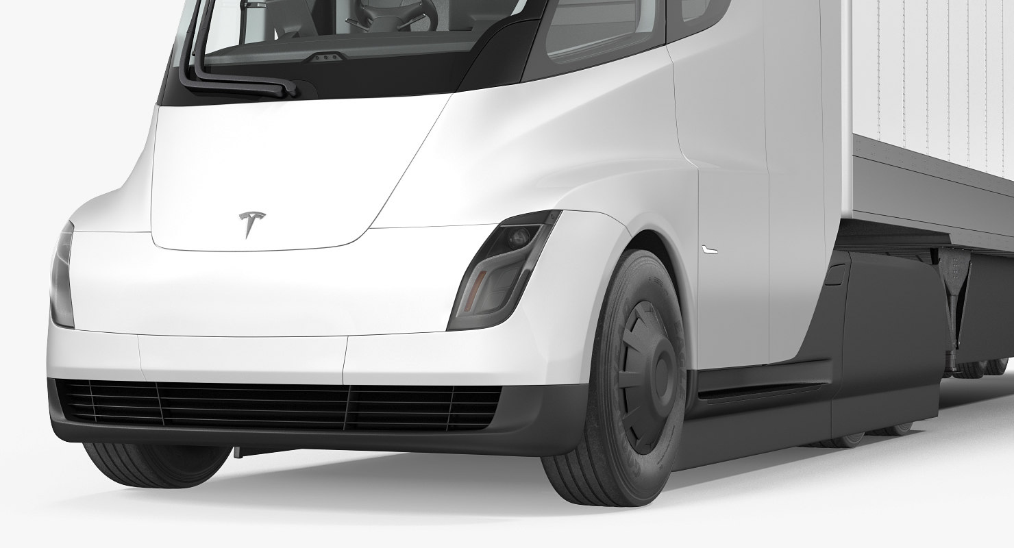 3d tesla semi truck with trailer rigged