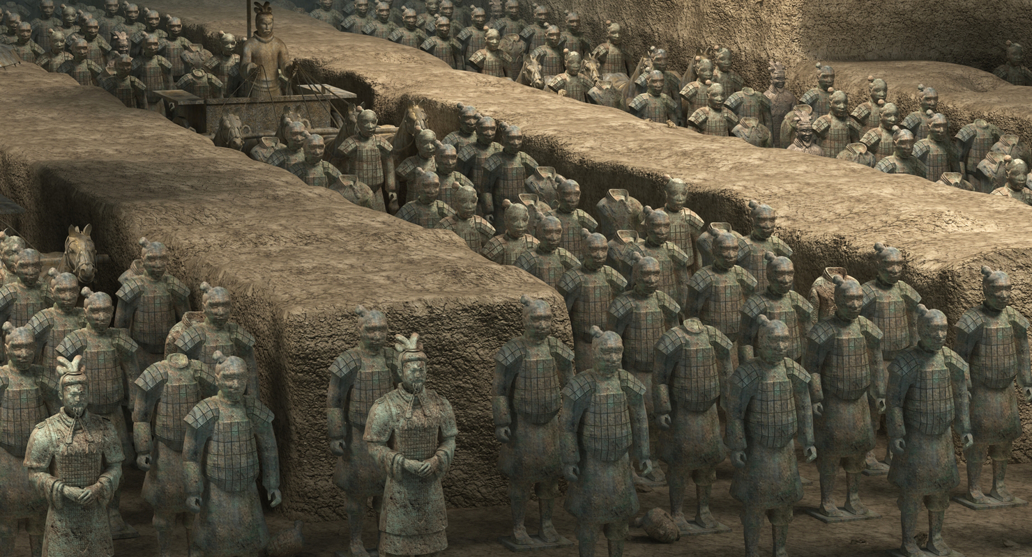 3d model terracotta warriors scene