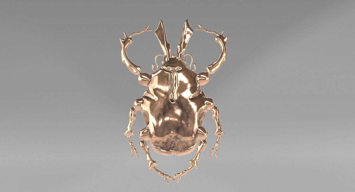 3d golden scarab beetle