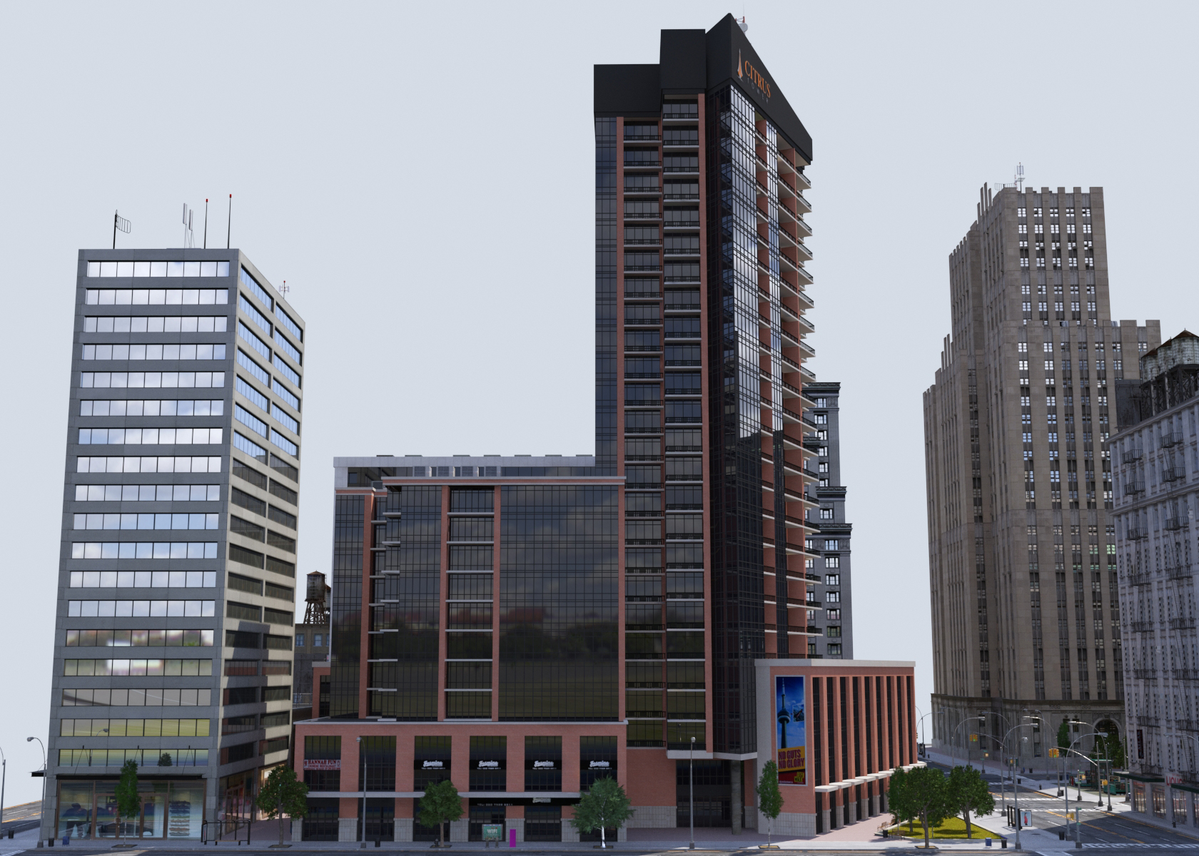 metropolis city block 3d vr / ar / low-poly 3d model 3d model