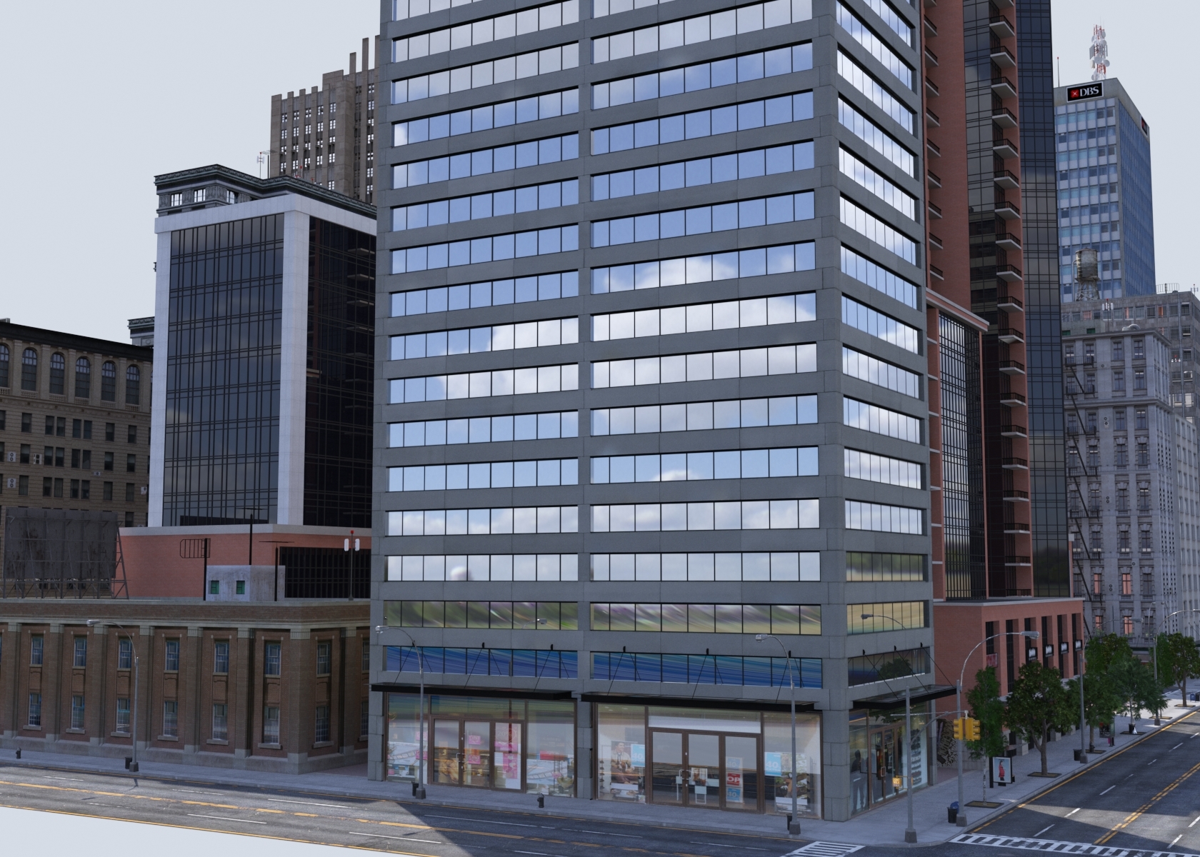 metropolis city block 3d vr / ar / low-poly 3d model 3d model