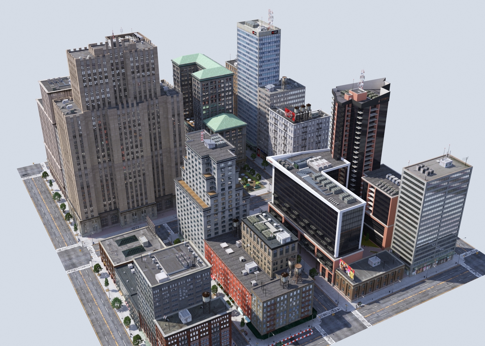 metropolis city block 3d vr / ar / low-poly 3d model 3d model