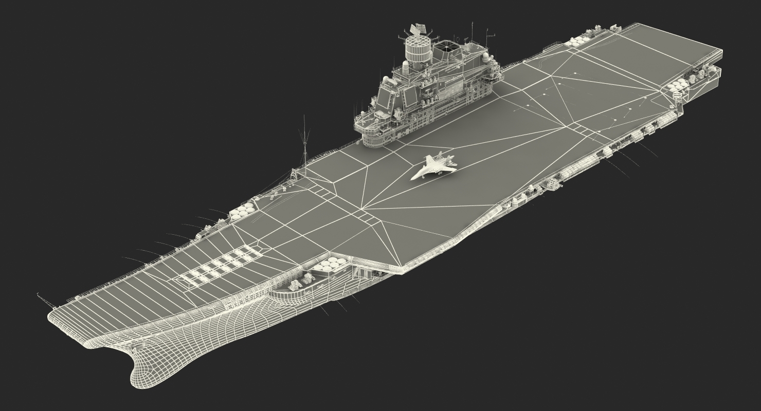 航空母舰库兹涅佐夫与喷射索具3d模型