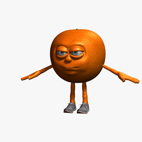 3d orange cartoon character fruit model