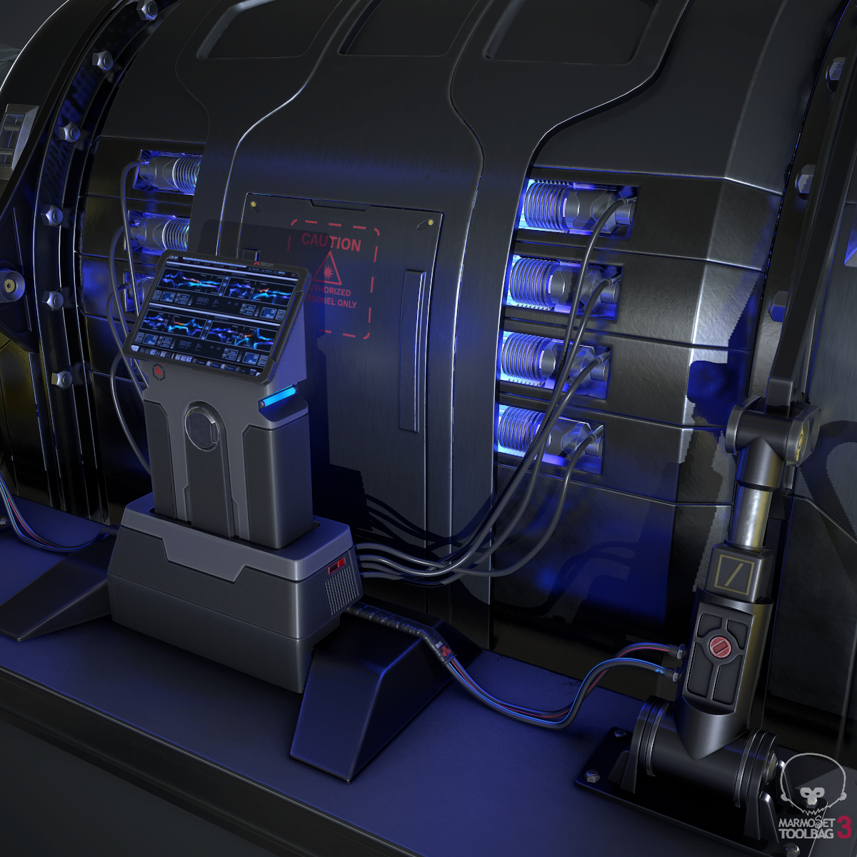 科幻设备发电机pbr3d模型