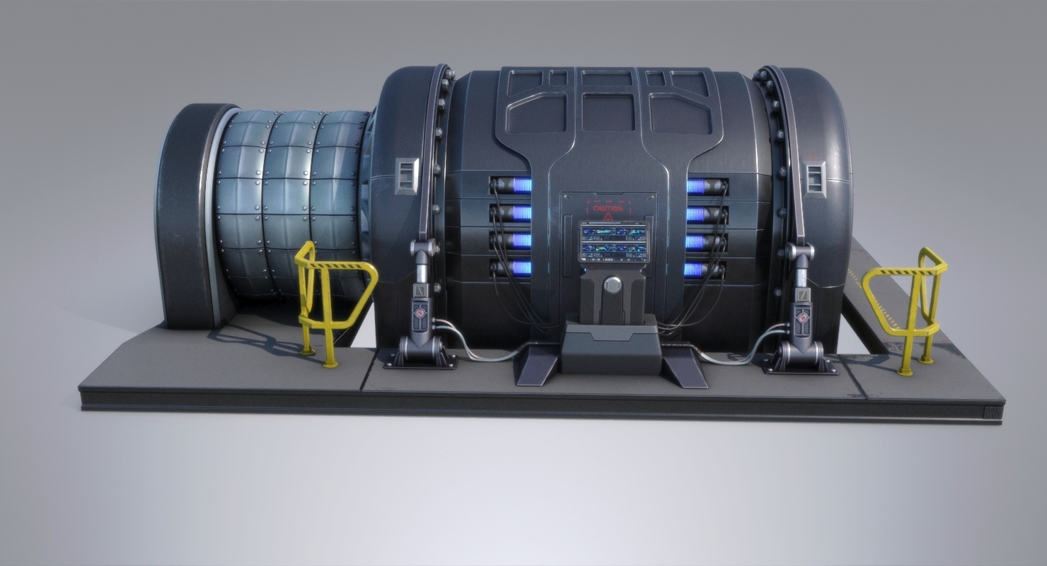 科幻设备发电机pbr3d模型
