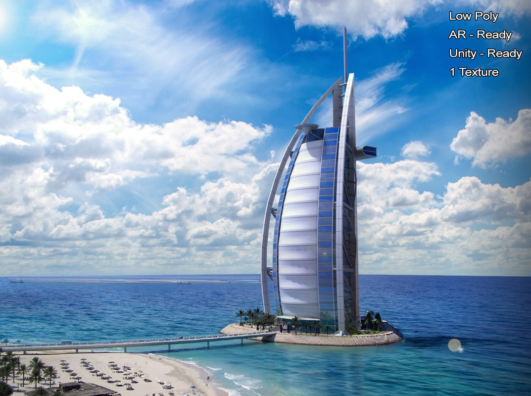 3d model burj al arab lowpoly model