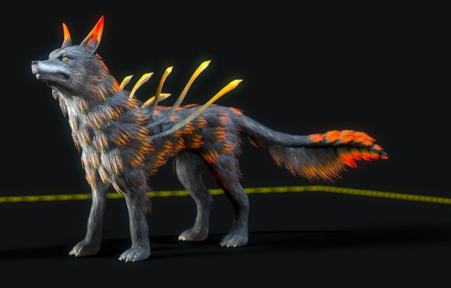 3d fire wolf maya rig (studio license) model