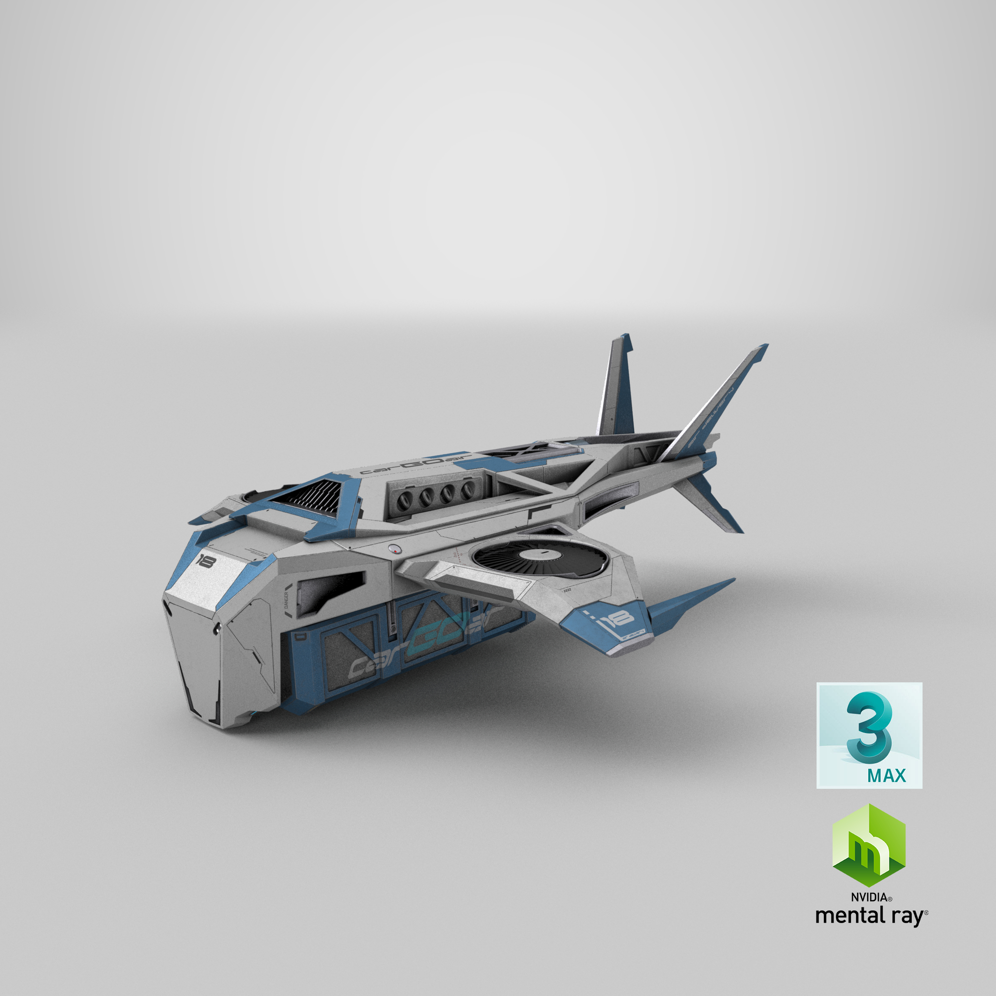 sci-fi cargo drone pbr 3d model