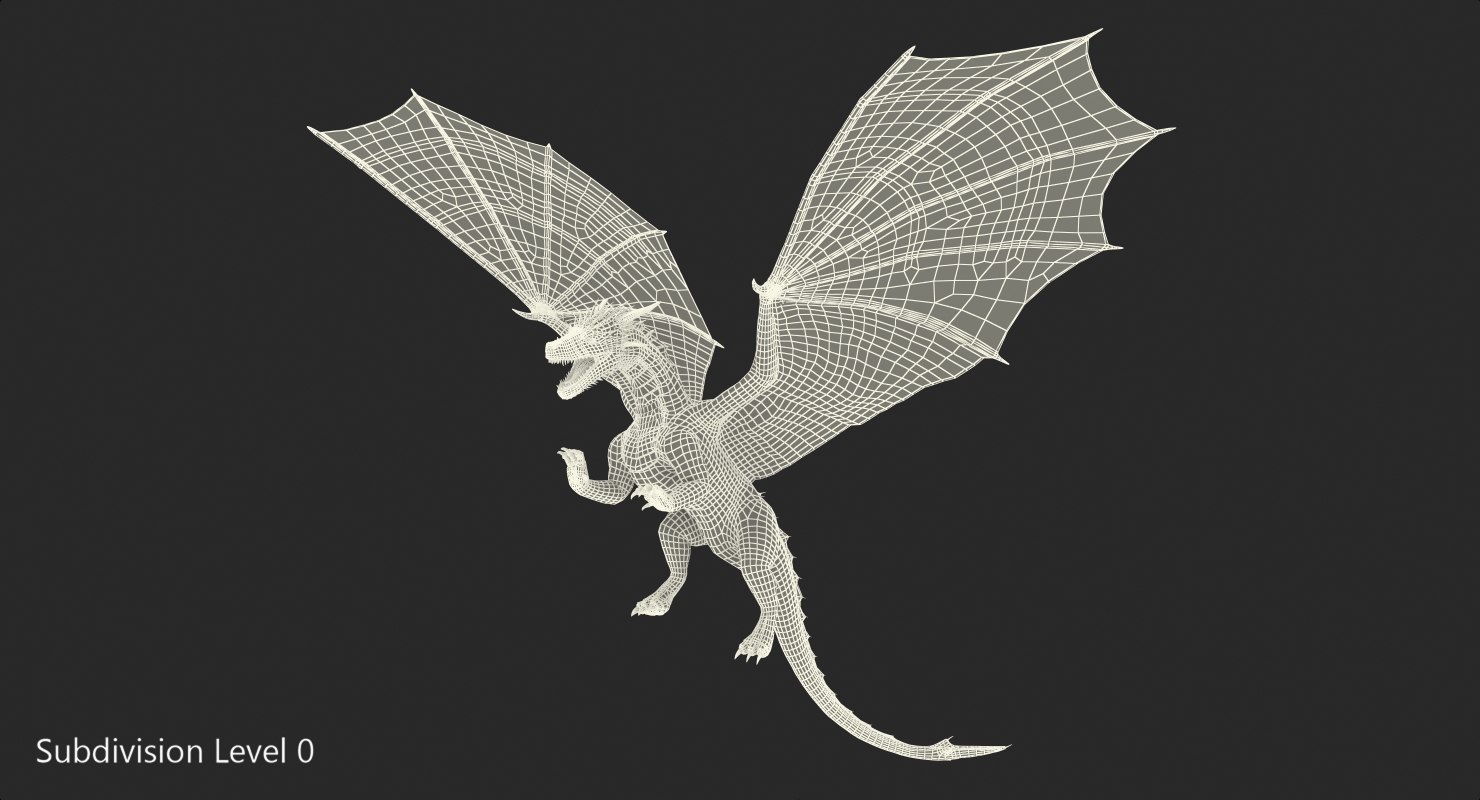 3d model black dragon flying