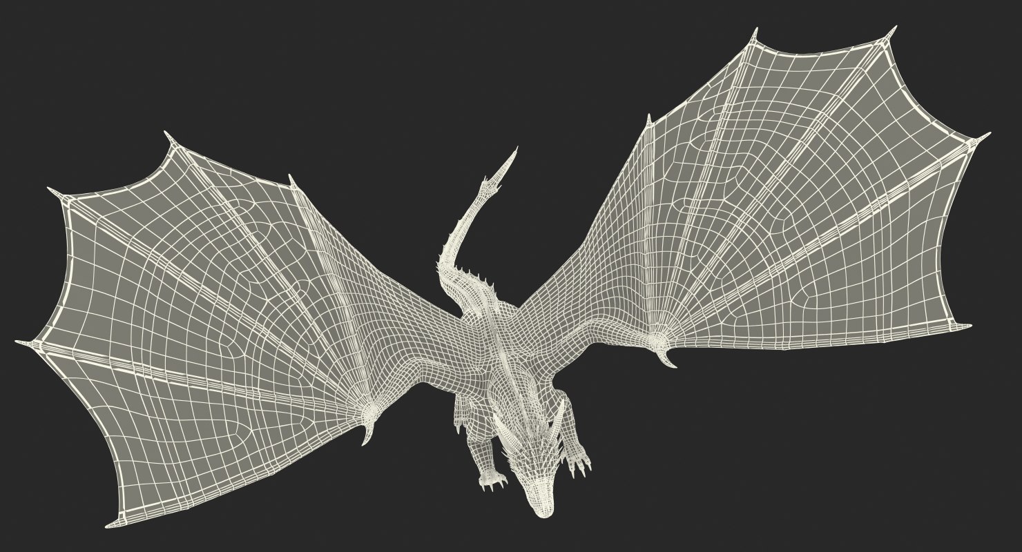 3d model black dragon flying