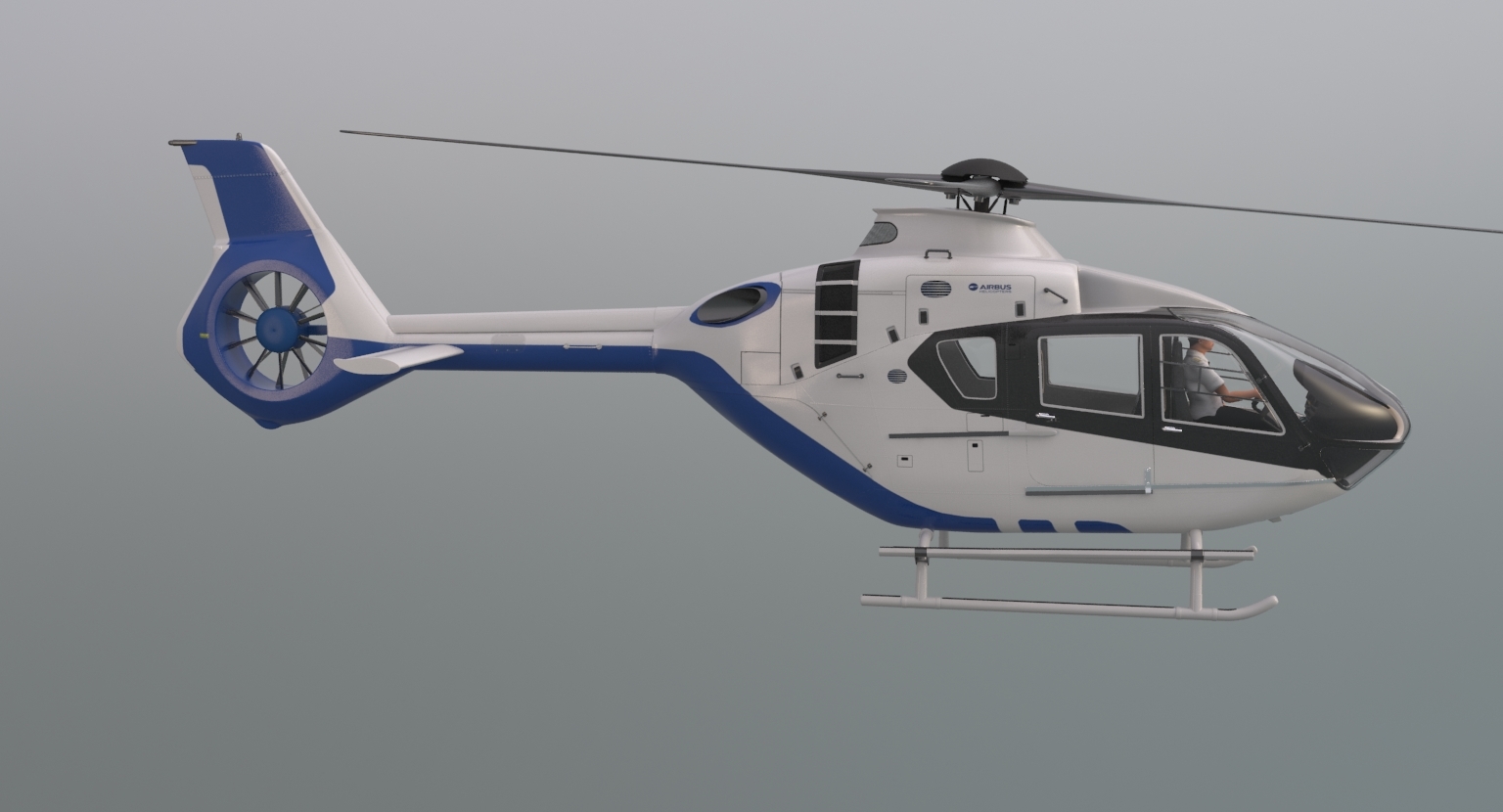 airbus helicopter h135 and pilot 3d model