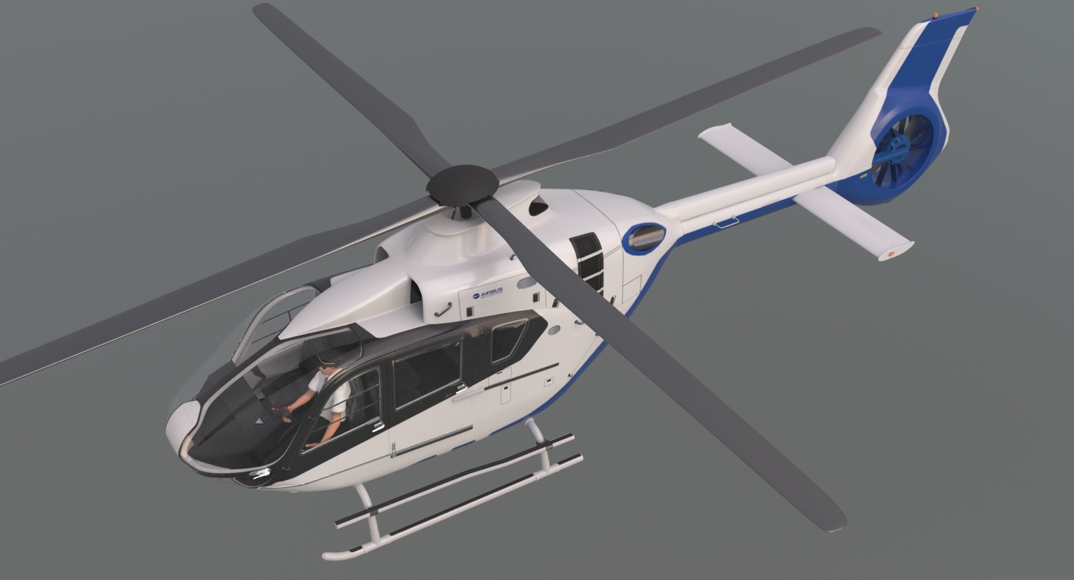 airbus helicopter h135 and pilot 3d model