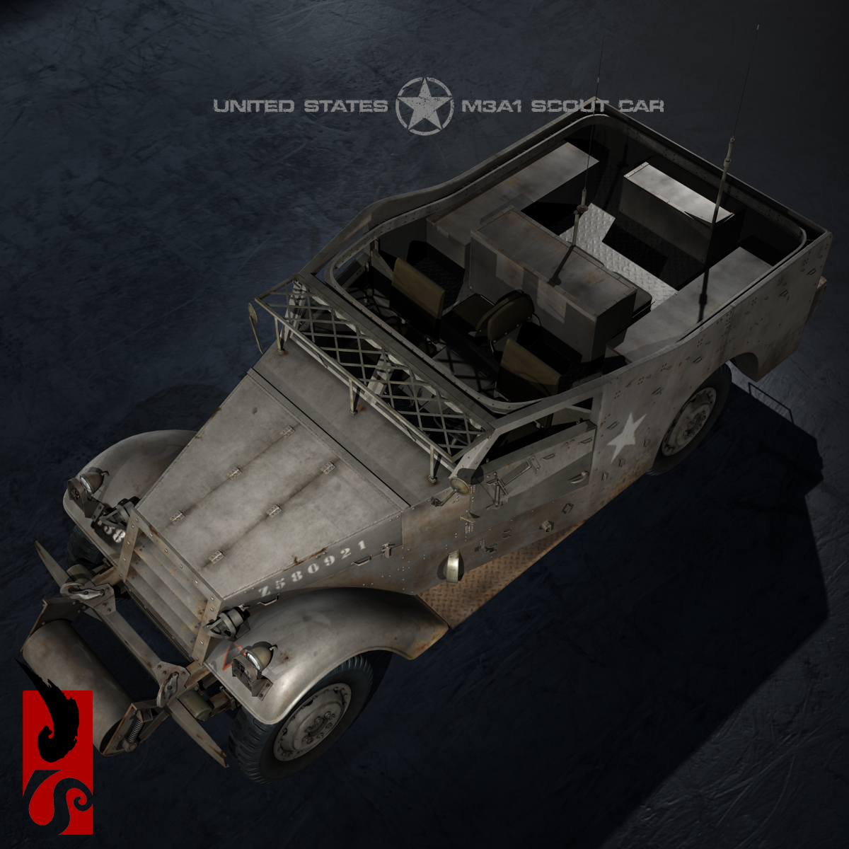 美国二战m3a1白色侦察车(标准)3d模型