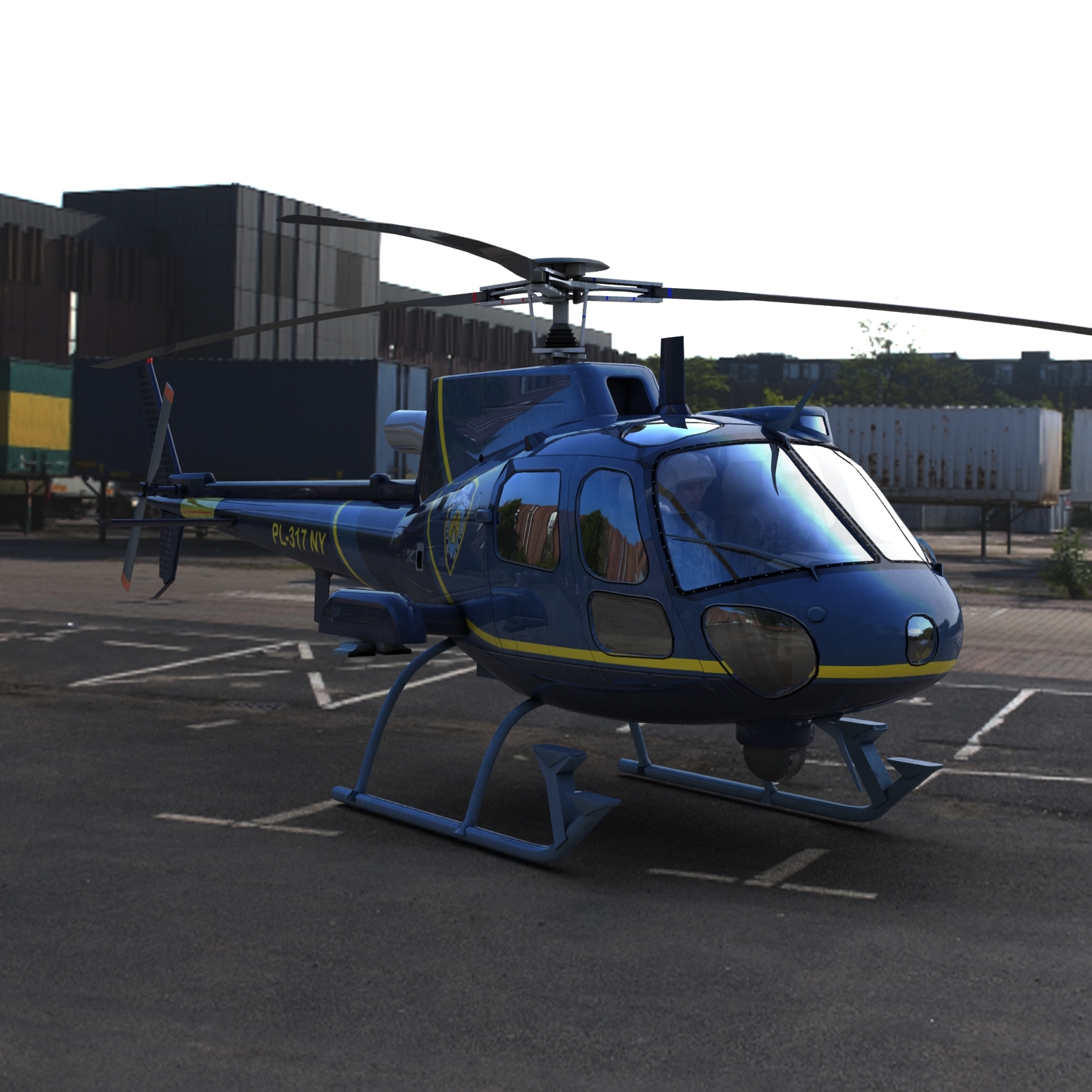 as350 ecureuil警用直升机3d模型
