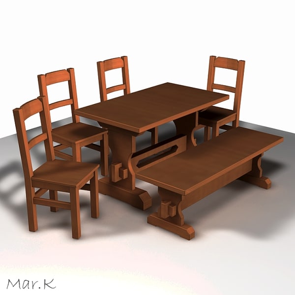 Modelo 3d Mesa De Comedor Y Sillas TurboSquid 478832