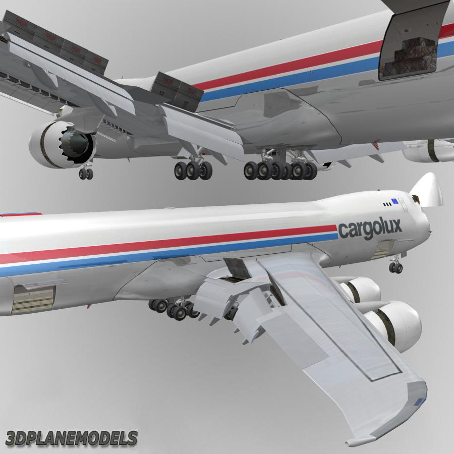 3d b747-8 cargolux cargo plane