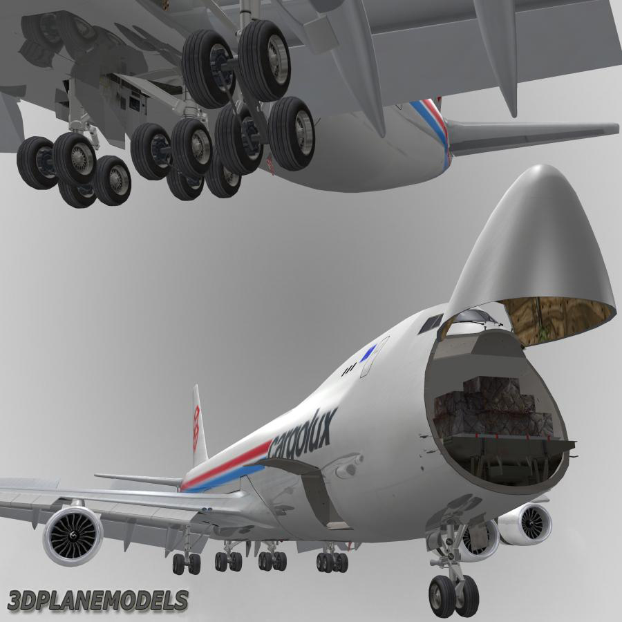 3d b747-8 cargolux cargo plane