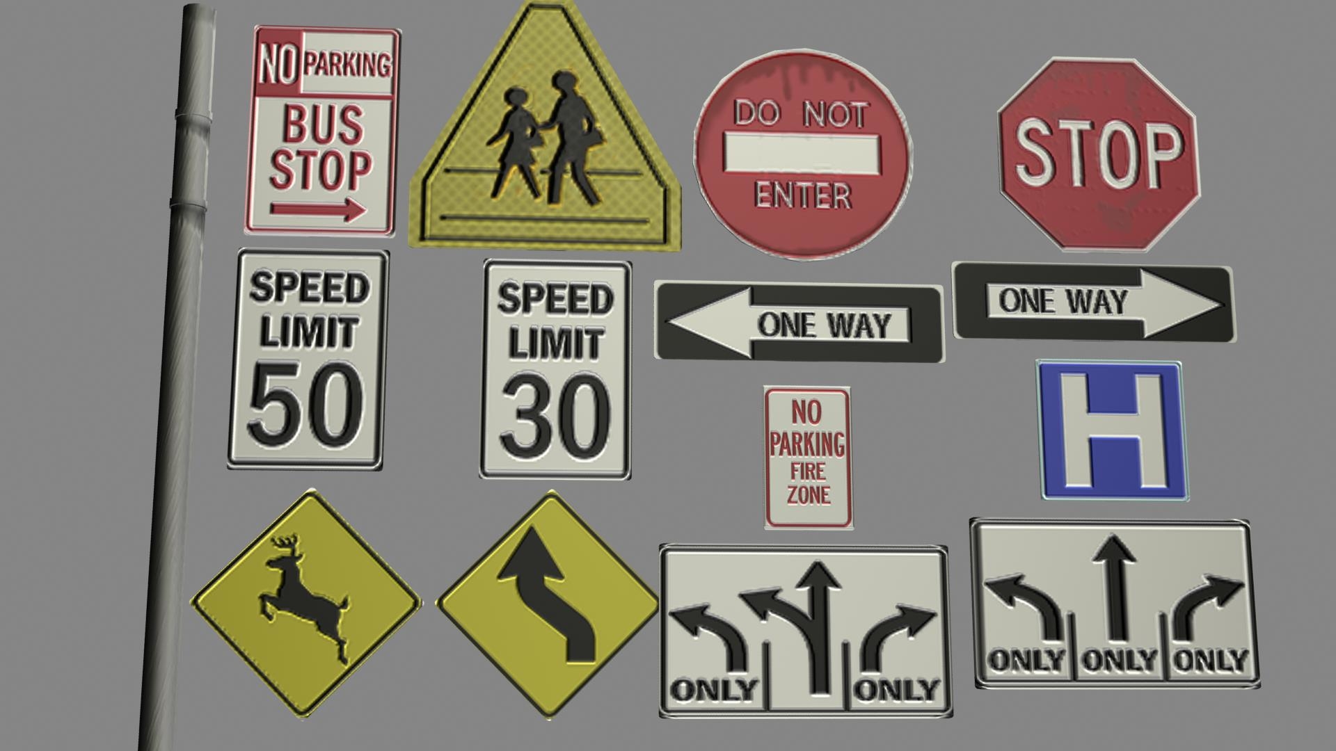 street signs 3d max