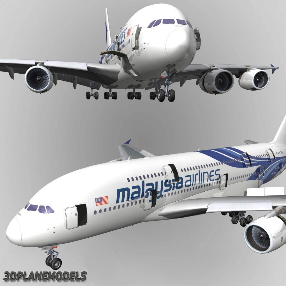 空中客车a380-800马来西亚航空公司3d模型