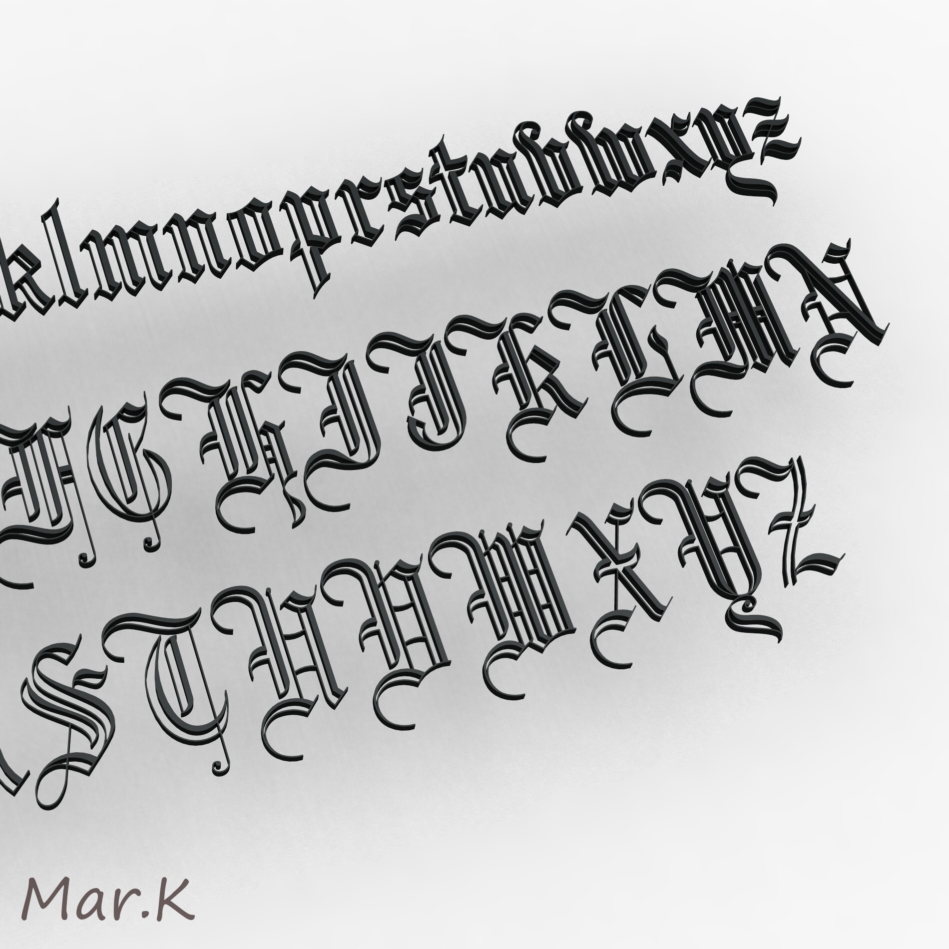 schwabacher哥特式字体3d模型