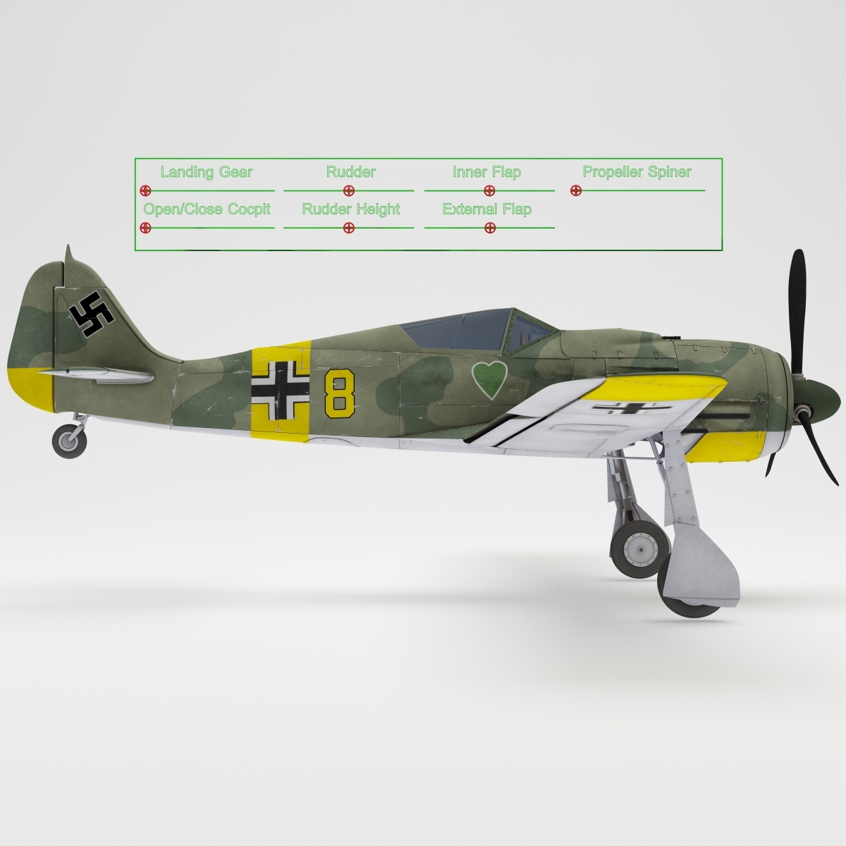 focke wulf fw 190德国第二次世界大战战斗机的索具3d模型