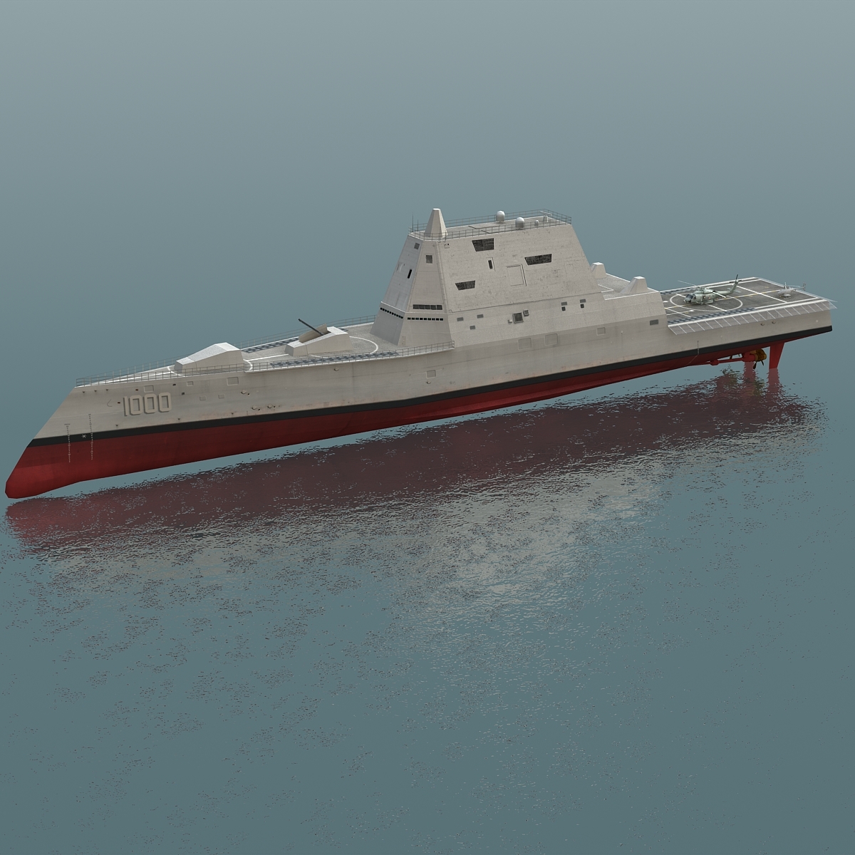 uss zumwalt ddg-1000驱逐舰,带sh60和mq8b3d模型