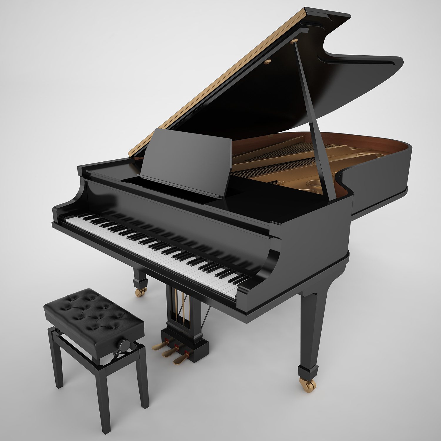 3d max grand piano black