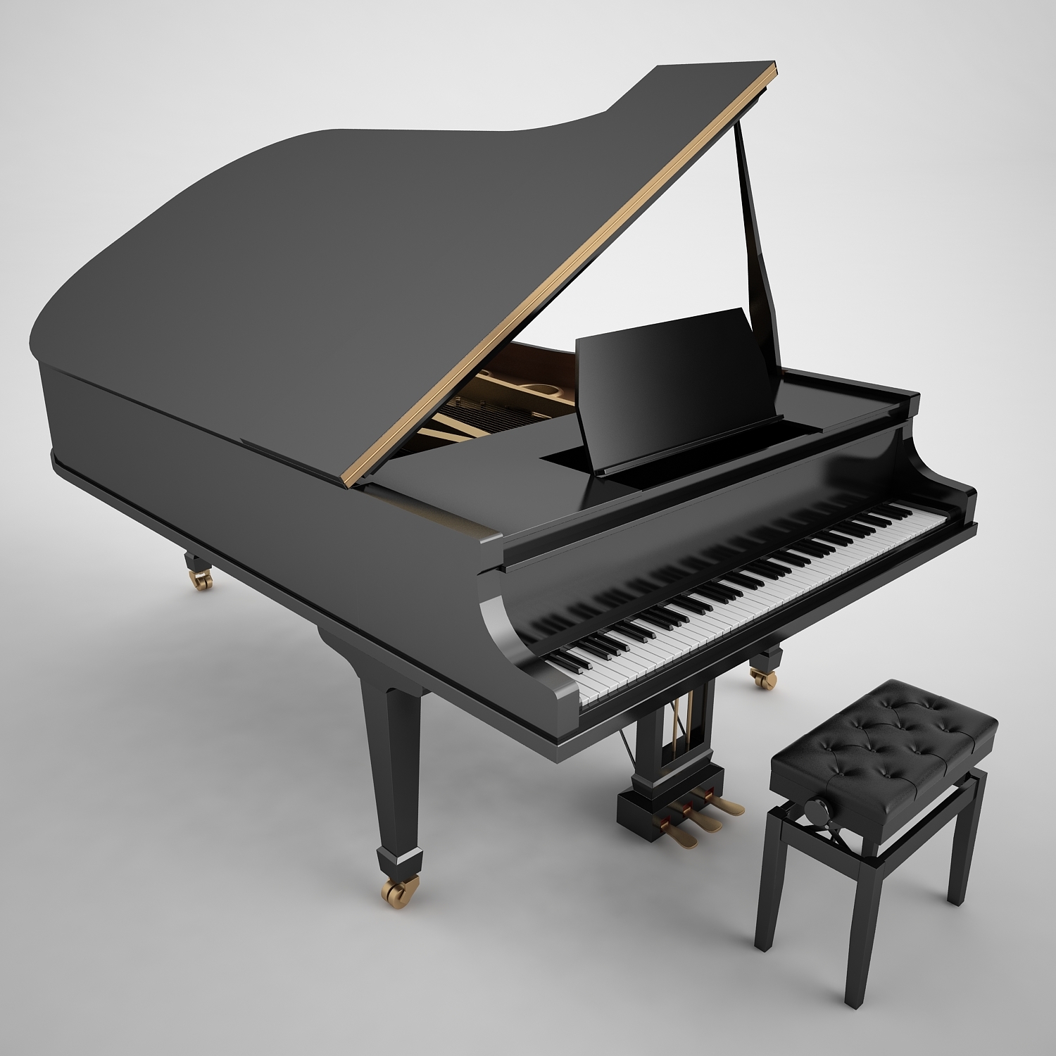 3d max grand piano black