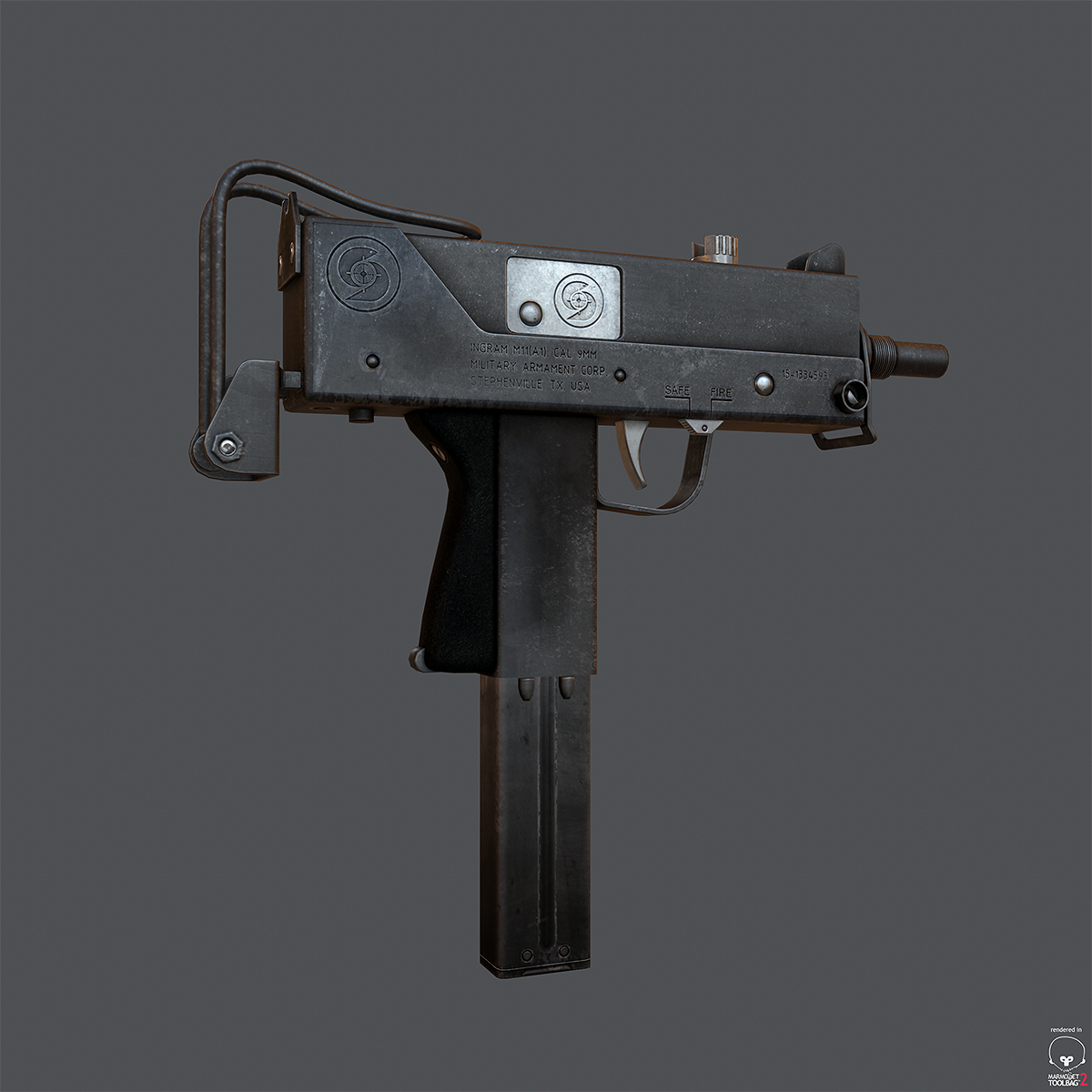 free ingram machine pistol 3d model