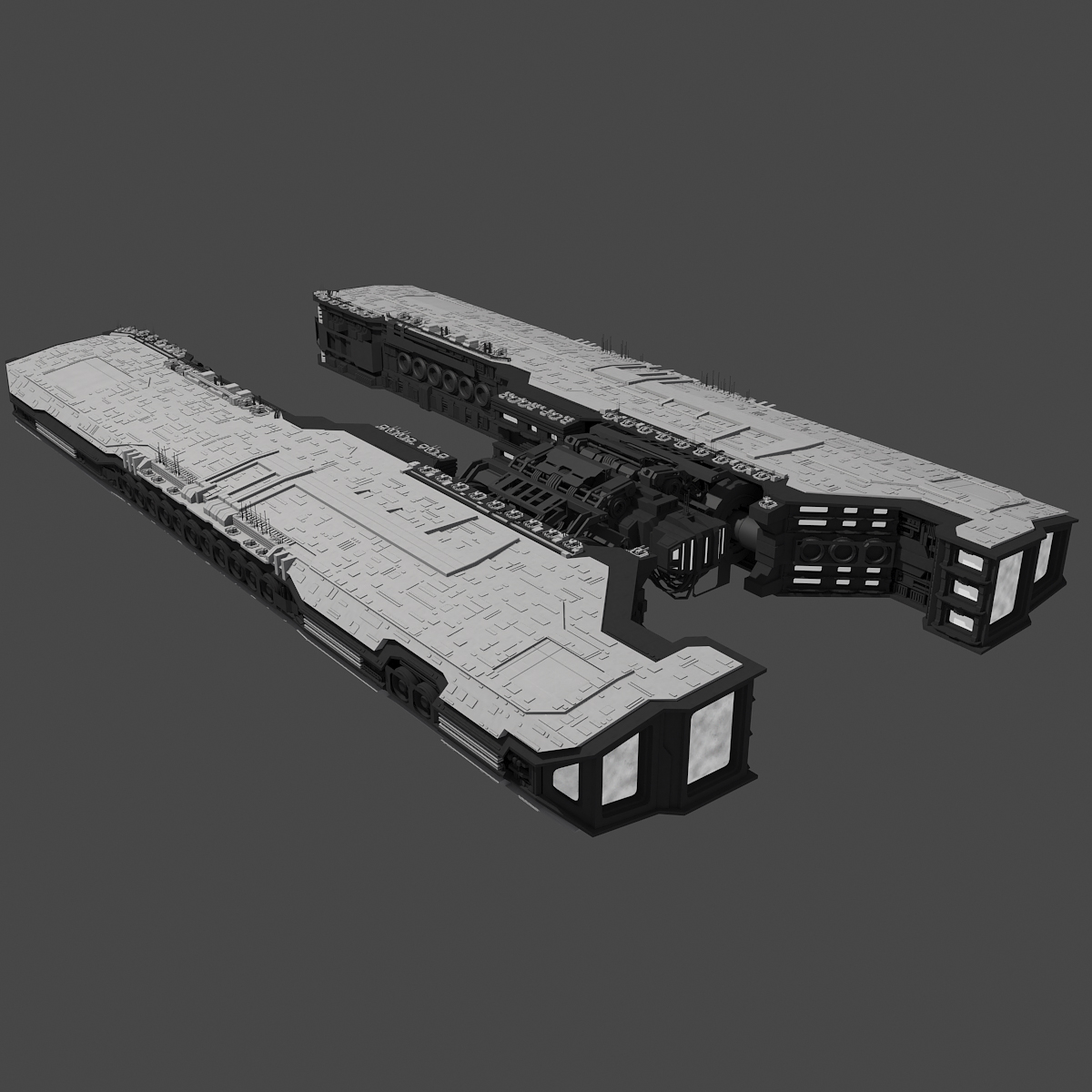 3d - large spaceship 2 model