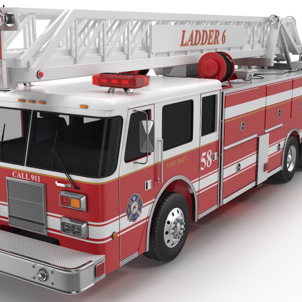 ladder fire truck 3d model